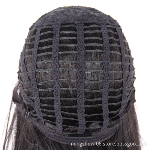 Long Synthetic Wigs With Bangs For Women Black Heat Resistant Fiber Cosplay Costume Wig